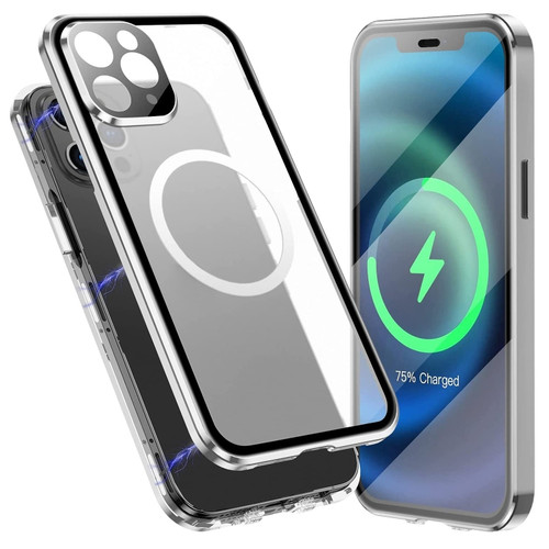 Fusion360 iPhone 12 360 Full Body Magnetic Frosted Magsafe Phone Case - Silver
